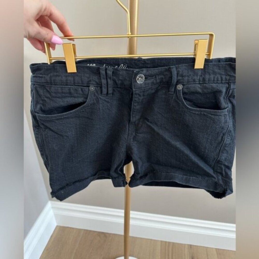 Madewell Black Denim Jean Shorts Size 28 Rolled Cuff Mid Rise Summer